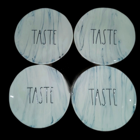 Rae Dunn TASTE appetizer plates. Set of 4 - Picture 1 of 3